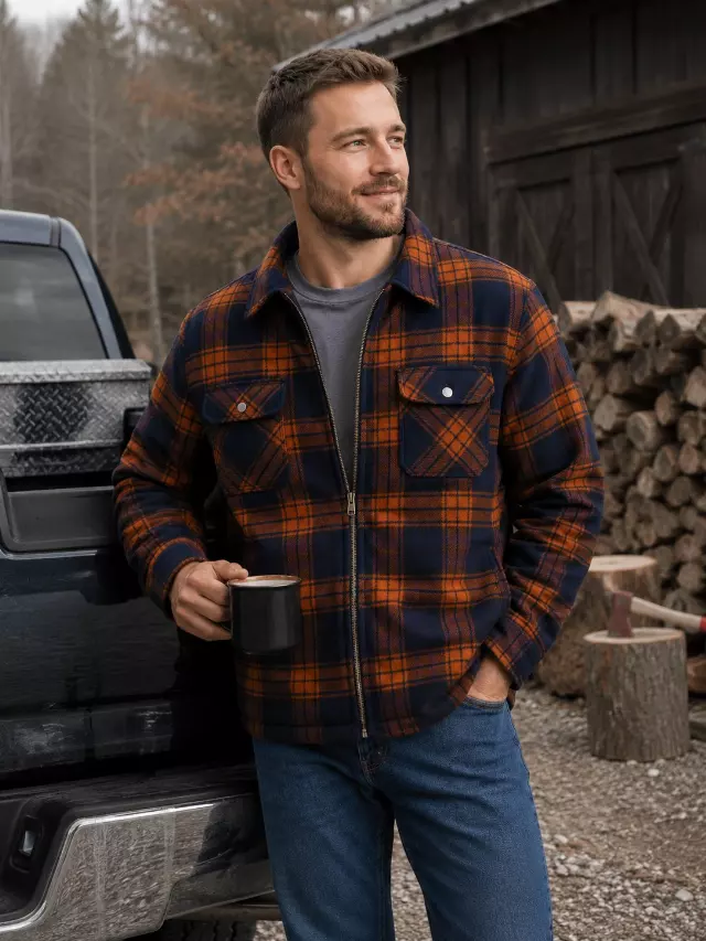 Thermal Lined Zip Close Flannel Jacket