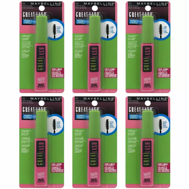 Maybelline Great Lash Lengthening Waterproof Mascara #111 Very Black - Wholesale 6 Units (K6269616)