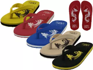 M9935 - Wholesale Men's " Easy USA " Comfortable Dragon Embossed Upper Thong Sandals