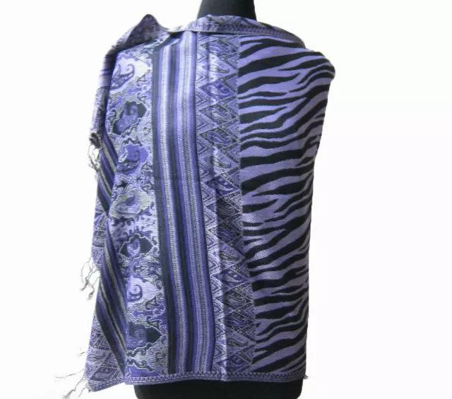 1908 Zebra Pattern Pashmina — Purple