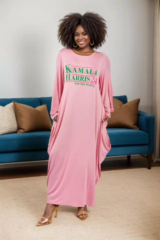 24037 - Women's "Kamala Harris" Maxi Balloon Dress - For The People (4 Colors) - One Size ($5 Each) — 3-Pcs PRE-PACK / Pink