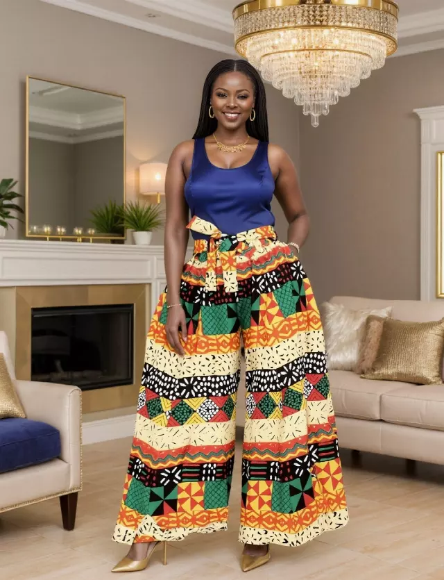 701P - NEW PRINT ALERT!!!! Ankara Palazzo Pants With Pockets (3 PCS PRE-PACK) - $25.00 Each — One Size (4 - 24) / Print-619
