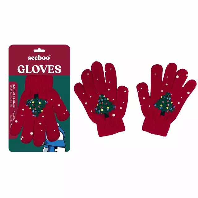 LED Light Up Knit Gloves – Adult Size — Tree