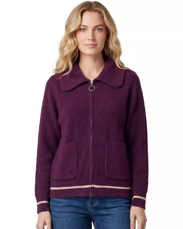 Ladies Sweater Jacket #30 — Dark Plum / S/M-L/XL