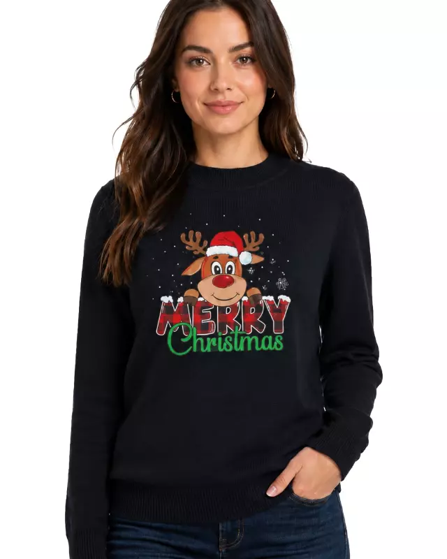 Crewneck Merry Sweater — Black / S/M-L/XL