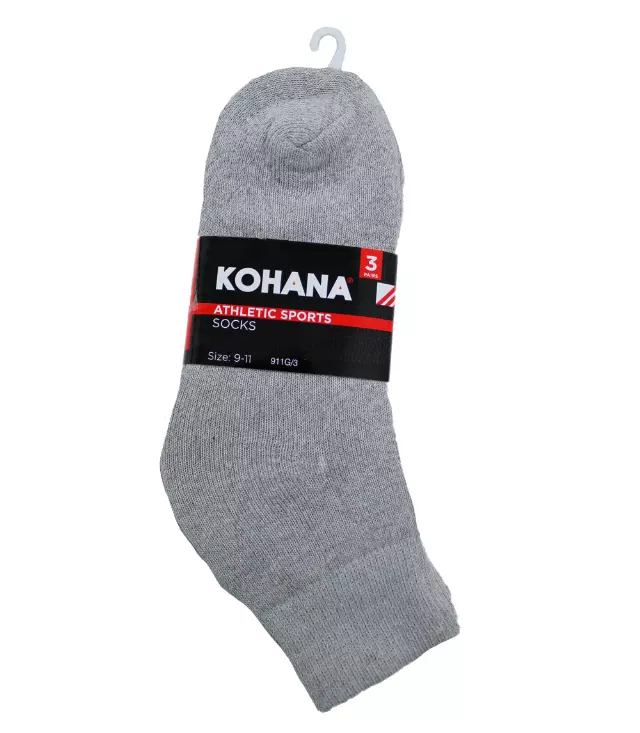 Socks - 9-11 Grey Ankle Sport Socks - 911G-3