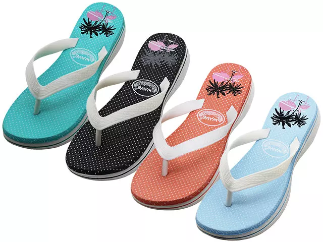 W8870L-A - Wholesale Women's "Wave" Super Soft Rubber Thong sandals — Assorted - Black, Peach, Mint Green & Lt. Blue (W8870L-A) / 5-10 Assorted