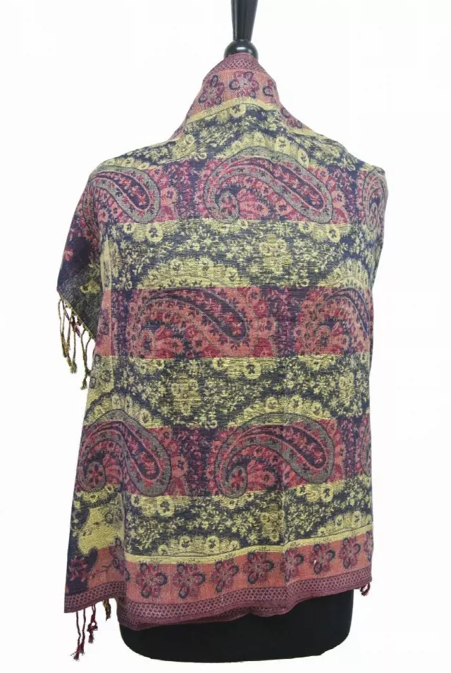 SJ115 Paisley Pattern Pashmina — Navy