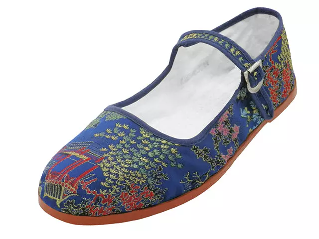 T2-119L - Women's "Easy USA" Satin Brocade Upper Classic Mary Jane Shoes — Navy (T2-119L-N) / 36-41 Assorted
