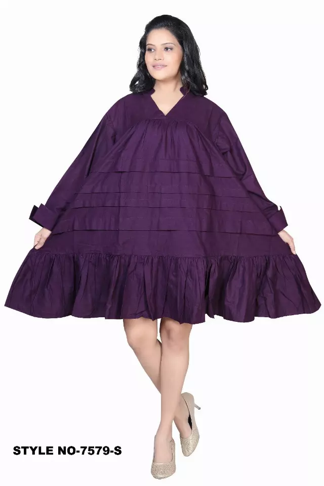 7579S - ON SALE!!! Solid Color Tunic Dress (3 PCS PRE-PACK) - $15.00 EACH — One Size (4 - 24) / Purple