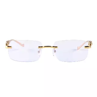 Luxury Rimless Blue Light Blocking Glasses with Panther Temple Detail J10800BLB