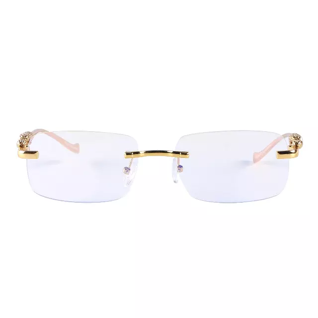 Luxury Rimless Blue Light Blocking Glasses with Panther Temple Detail J10800BLB