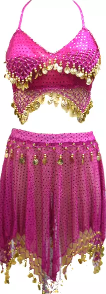 CHH-16058- 2 pc Women's Belly Dance Costume Set - $12.00 Each (3 pcs per pack) — Fuchsia