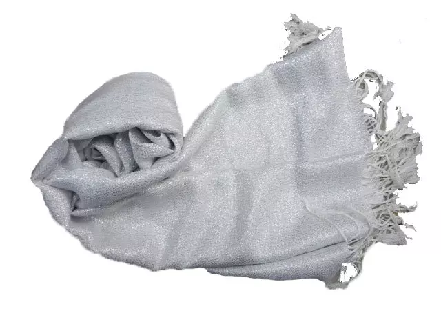 1084 Solid Color Metallic Pashmina — White