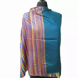 10983 Stripe Design Pashmina — Teal