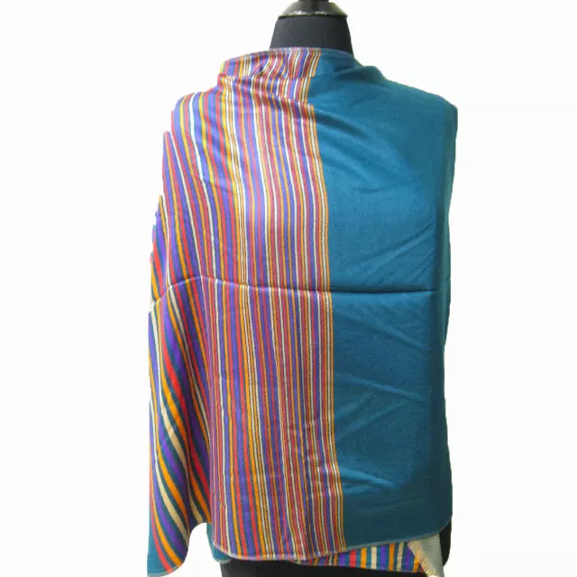 10983 Stripe Design Pashmina — Teal