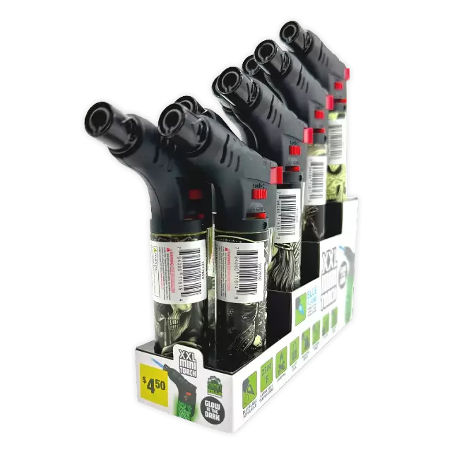 Glow in The Dark XXL Thin Torch Lighter - 8 Pieces Per Retail Ready Display 41402