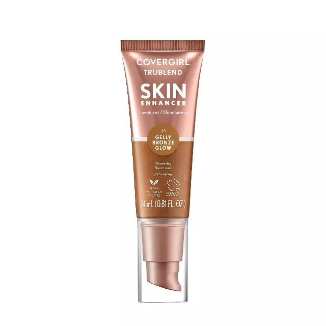 CoverGirl TruBlend Skin Enhancer, Bronze Glow, Luminizer, Glowy Finish, Flexible Coverage, Clean & Vegan, Water-Based Formula, For All Skin Tones, 0.81oz