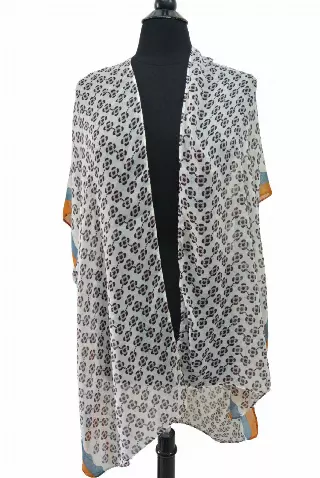 RS318 Floral Print Spring Kimono — Orange