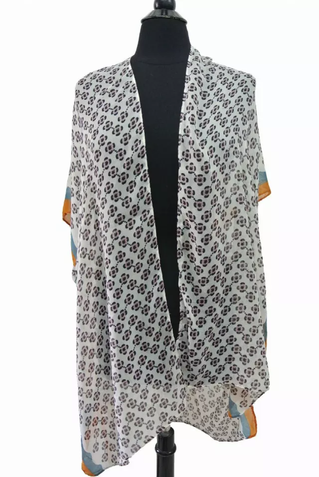 RS318 Floral Print Spring Kimono — Orange