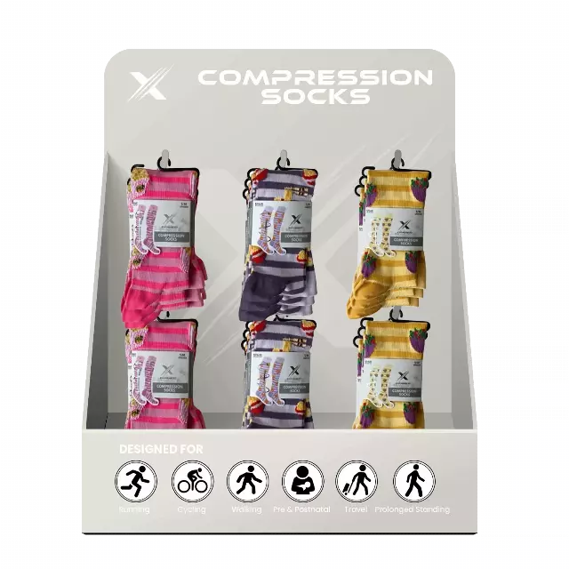 24-PAIRS COMPRESSION SOCKS WITH FREE DISPLAY · SKU XX-DISPLAY-GRAPH