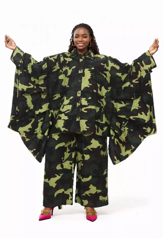 7895 Ankara Print 2pc Pant Set (Long Bat Sleeves) - $30.00 Each (3 pcs per pack) — Free Size / Print-340A