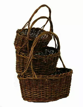 MS1786 – S/3 Long dark oval Willow 11”-12”,13” long w/Liner-“sets” Min 2 sets – Case 8 sets