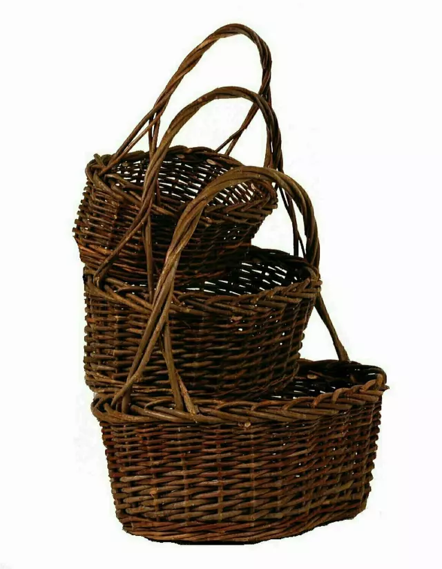 MS1786 – S/3 Long dark oval Willow 11”-12”,13” long w/Liner-“sets” Min 2 sets – Case 8 sets