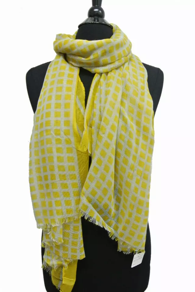 RS322 Checks Pattern Spring Scarf — Yellow