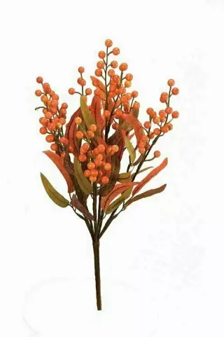 SBF2029OR – 21” Berry Bush w/ leaves x7 Stems- Min 6 pcs. – Case Pk 72