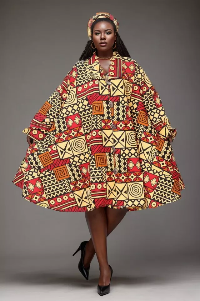 243 - NEW PRINT ALERT Big Button Authentic African Tunic Dress (3 PCS PRE-PACK) - $25.00 EACH — One Size (4 - 24) / Print-613