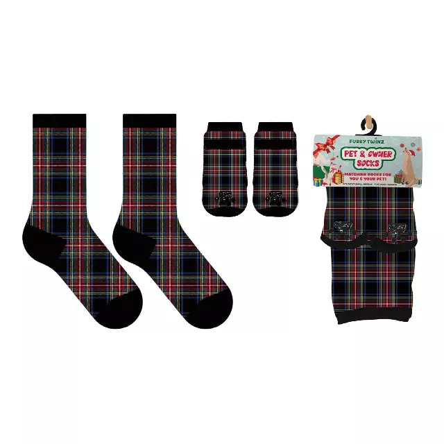 Christmas 2025 Matching Pet & Human Fun Socks - Winter Plaid