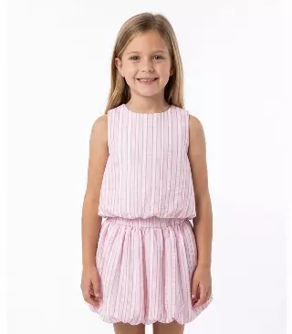 GIRLS PINK Textured Woven Top W Bubble Skirt Set - 2461004