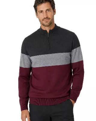 Men's Striped Quarter Zip Sweater #WXX-26 — W100 / S-M-L-XL