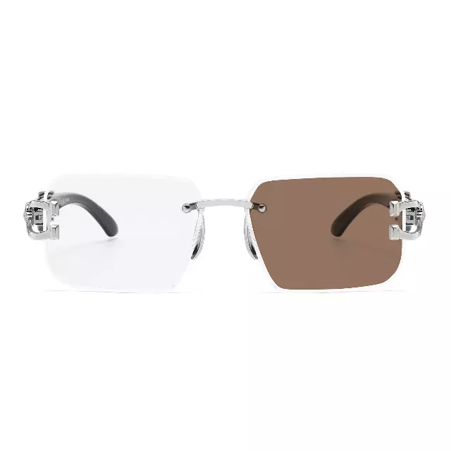Rimless Photochromic Transition Sunglasses with Detailed Side Temples T11111
