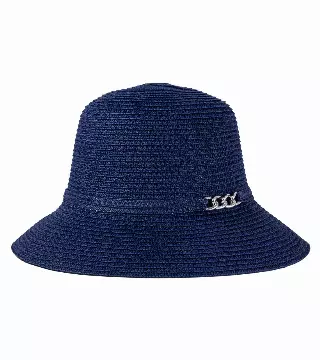 Magid Chain Accent Straw Bucket Hat — NAVY