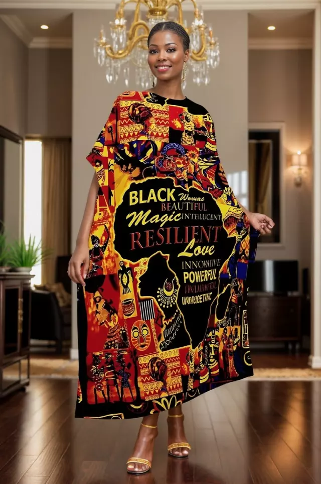 PNA-1627 - Women's Comfy Kaftan Dress with Headwrap- One Size (6-PCS PRE-PACK) - $7 Each