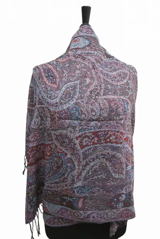1022 Paisley Print Pashmina — Black