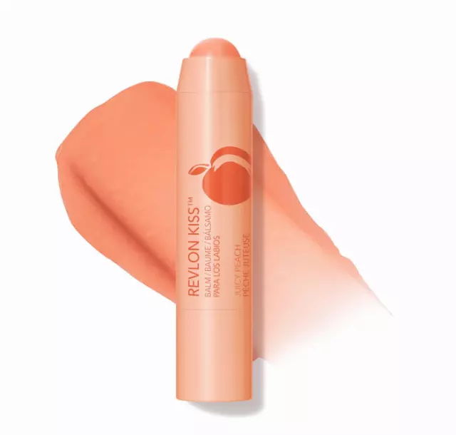 Revlon Kiss Tinted Lip Balm with SPF 20, Hydrating, Flavored, Infused with Natural Fruit Oils, 015 Juicy Peach, 0.09 oz