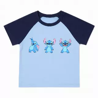 YOUTH GIRLS DISNEY STITCH RAGLAN T-SHIRT BLUE/NAVY