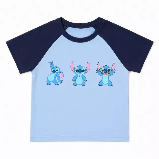 YOUTH GIRLS DISNEY STITCH RAGLAN T-SHIRT BLUE/NAVY