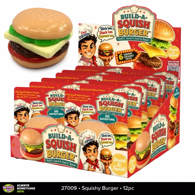 SquishZilla™ Build-A-Squish Burger Toy - 12 Pieces Per Retail Ready Display 27009