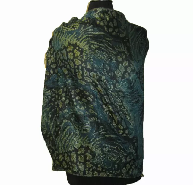 1905 Animal Print Pashmina — Teal