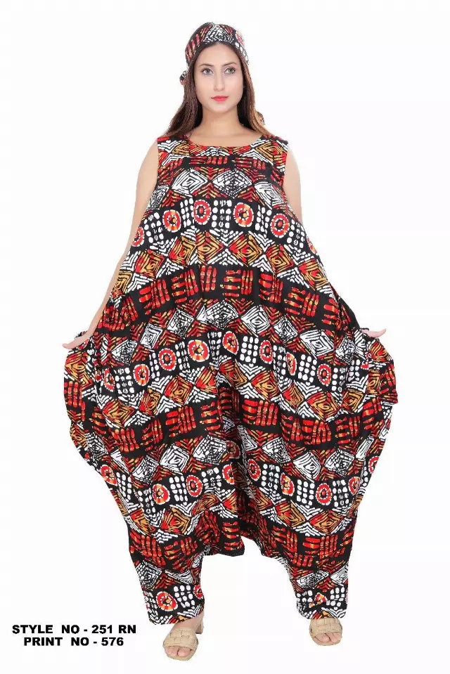 251RN- African Wax Jumpsuit/Dress (3 PCS PRE-PACK) - $35 Each — One Size (4 - 26)) / Print-576