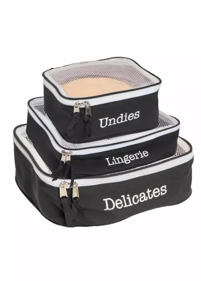 La L'Amour 16oz Cotton Canvas 3PC Packing Cube Set — 100-BLACK