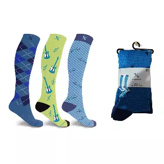 Men's Knee-High Compression Socks Collection - 3 ASST STYLES — Small/Medium · SKU EF-3LEVCS-M