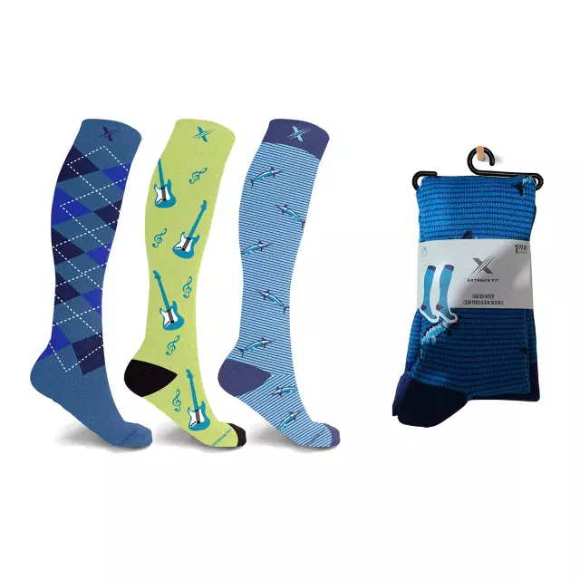 Men's Knee-High Compression Socks Collection - 3 ASST STYLES — Large/XL · SKU EF-3LEVCS-L