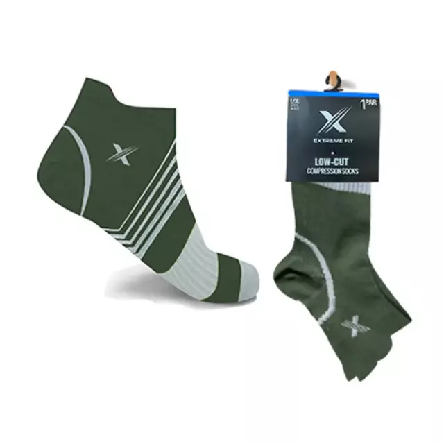 V-STRIPED ANKLE-LENGTH COMPRESSION SOCKS — Small/Medium · SKU EF-SENACS-OLI-M