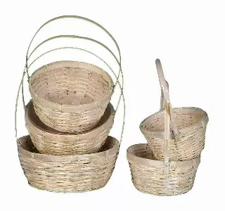 MS1042 – S/5 6” to10” Round WW bamboo w/Liner-“sets” Min 6 sets – Case 12 sets