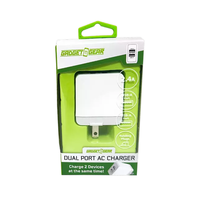 AC Wall Charger with Dual USB Port 2.4 Amp - 3 Pieces Per Pack 24629